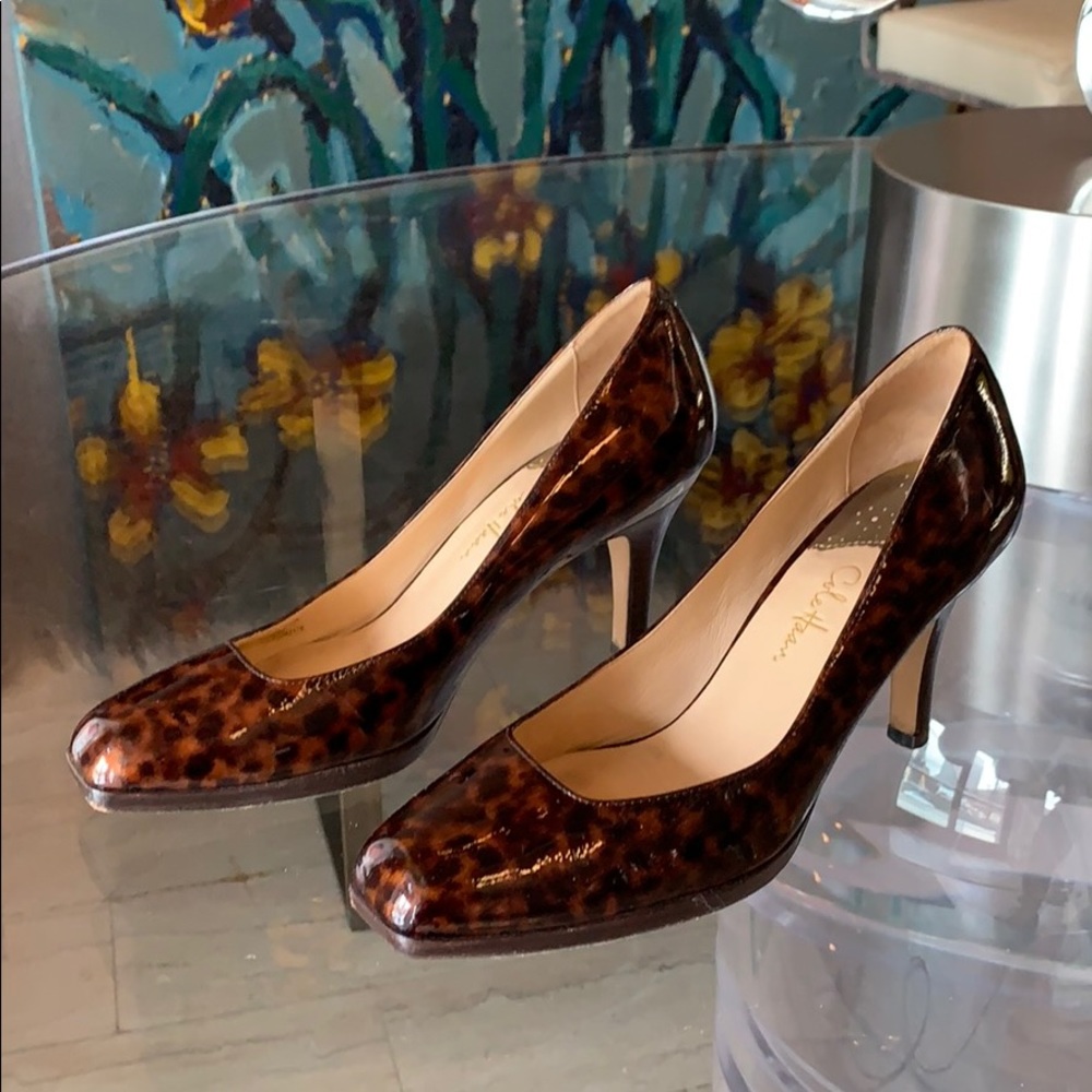 Cole Haan Cheetah Patent Leather Pumps, sz 8B